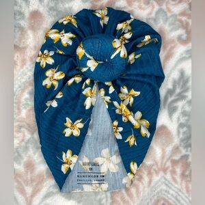 Floral Blue Kids Turban Hat